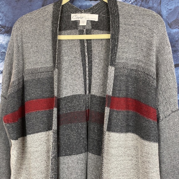 Plaid Drop Shoulder Longline Open Cardigan - Picture 2 of 8